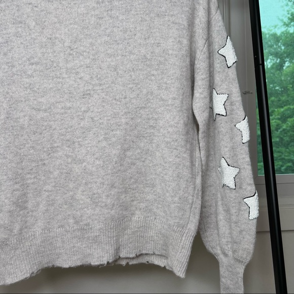 27 Miles Malibu Cashmere Star Patch Crewneck Lightly Distressed Sweater - Picture 9 of 14